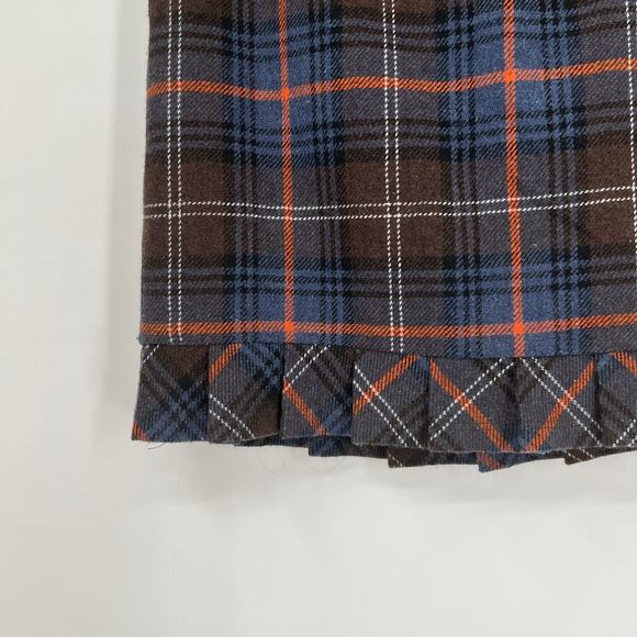cabi Plaid Academia Ruffle Trim Wool Blend Skirt Size 2 - Picture 3 of 5